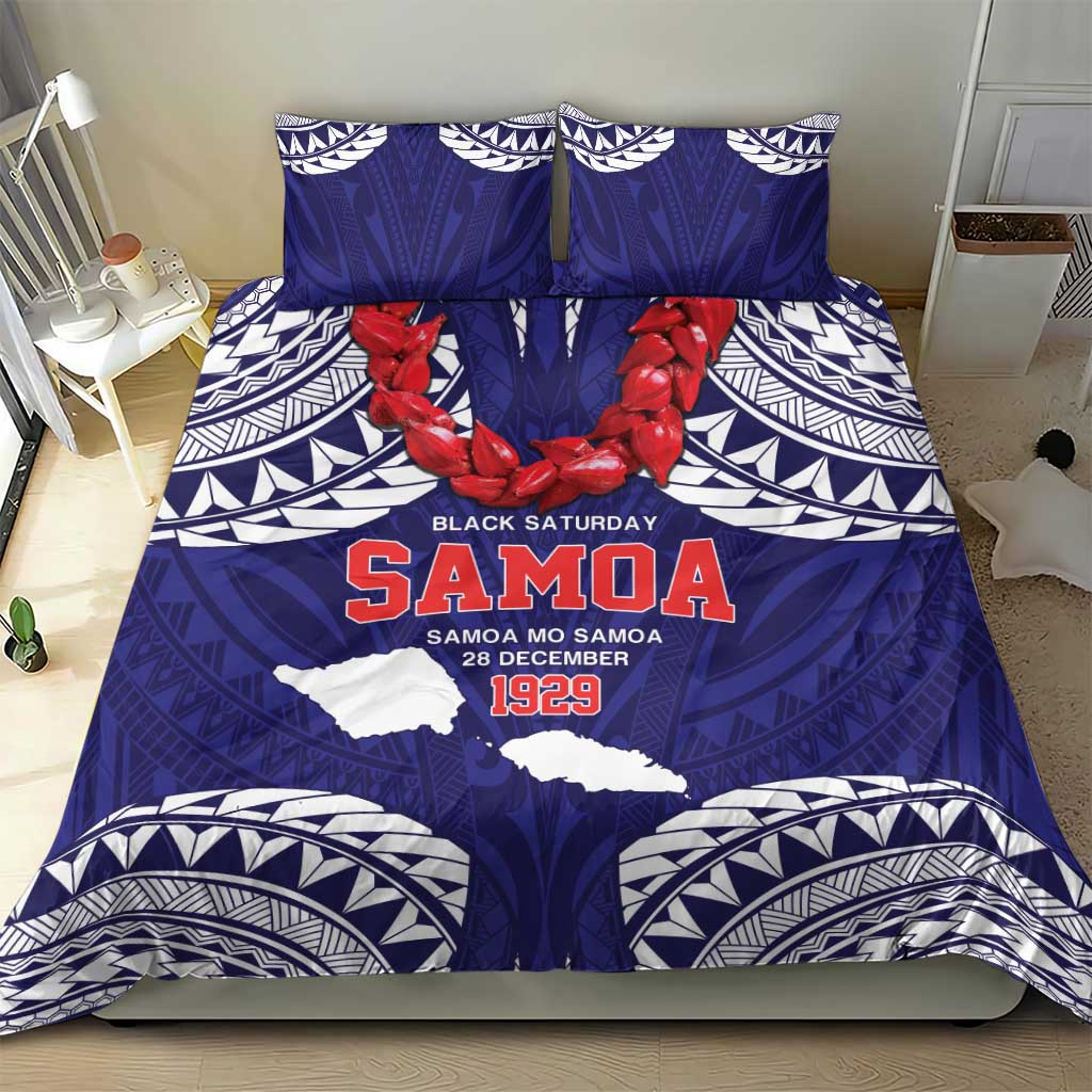 Samoa Black Saturday Bedding Set Samoa mo Samoa with Blue Ula Fala