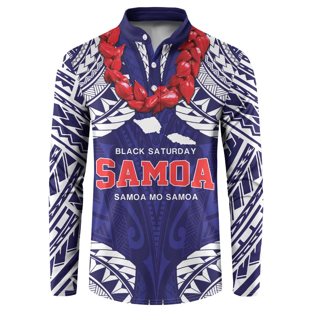 Samoa Black Saturday Button Sweatshirt Samoa mo Samoa with Blue Ula Fala