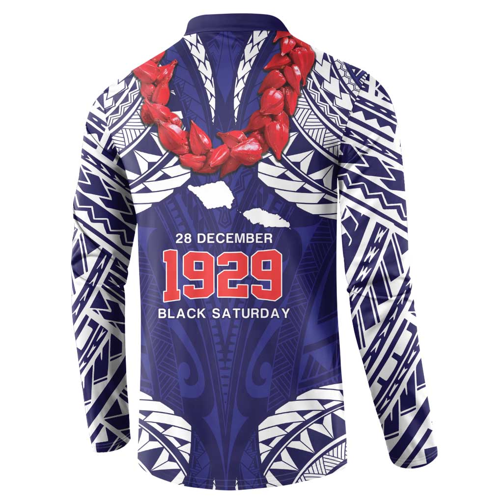Samoa Black Saturday Button Sweatshirt Samoa mo Samoa with Blue Ula Fala
