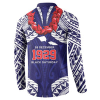 Samoa Black Saturday Button Sweatshirt Samoa mo Samoa with Blue Ula Fala