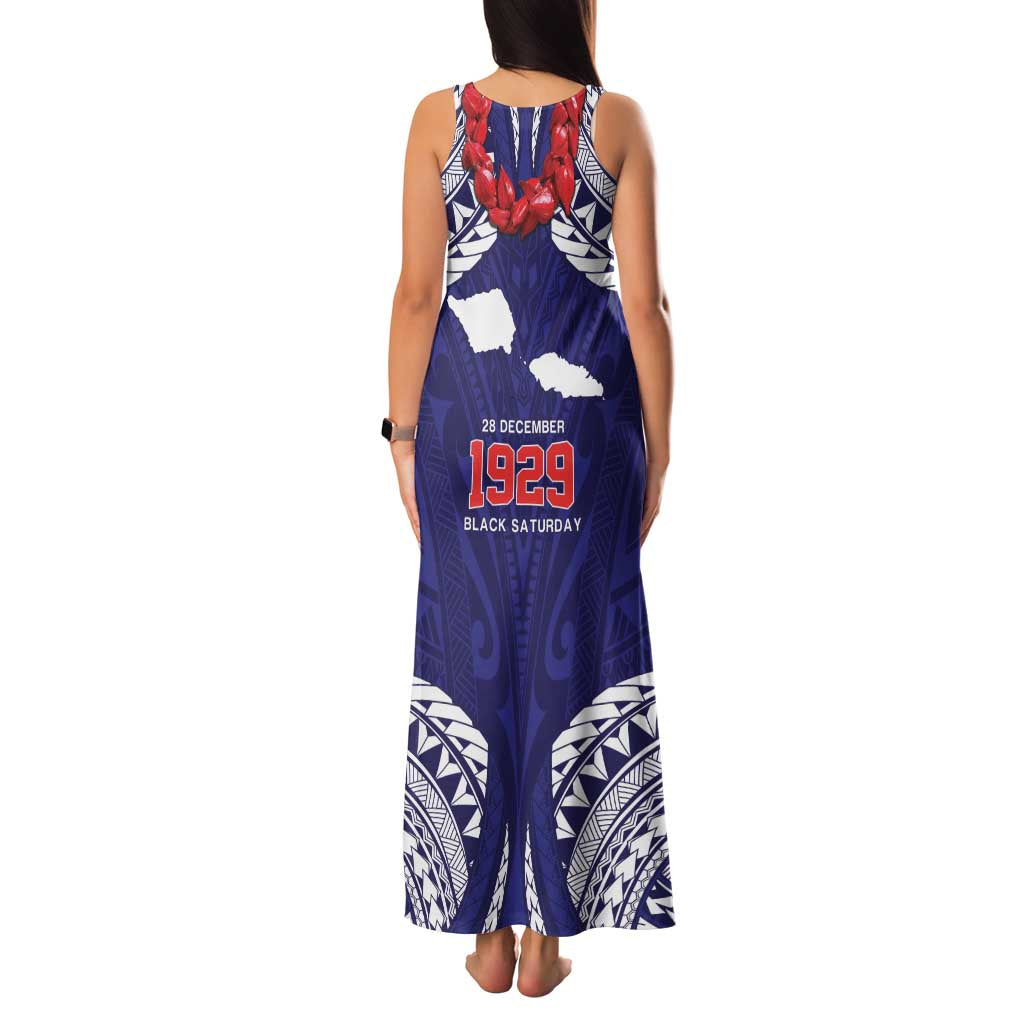 Samoa Black Saturday Family Matching Tank Maxi Dress and Hawaiian Shirt Samoa mo Samoa with Blue Ula Fala