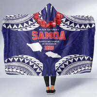 Samoa Black Saturday Hooded Blanket Samoa mo Samoa with Blue Ula Fala LT9 One Size Blue - Polynesian Pride