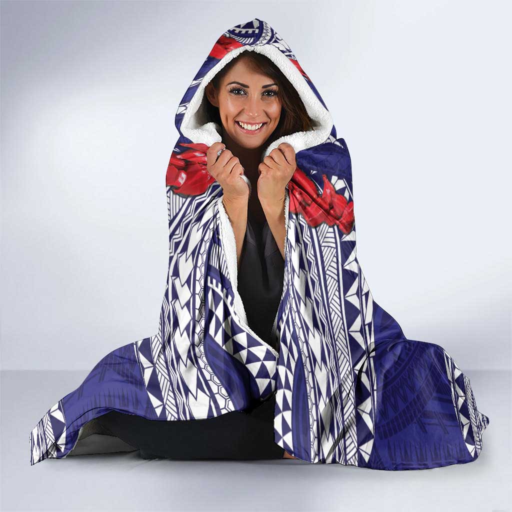 Samoa Black Saturday Hooded Blanket Samoa mo Samoa with Blue Ula Fala LT9 - Polynesian Pride