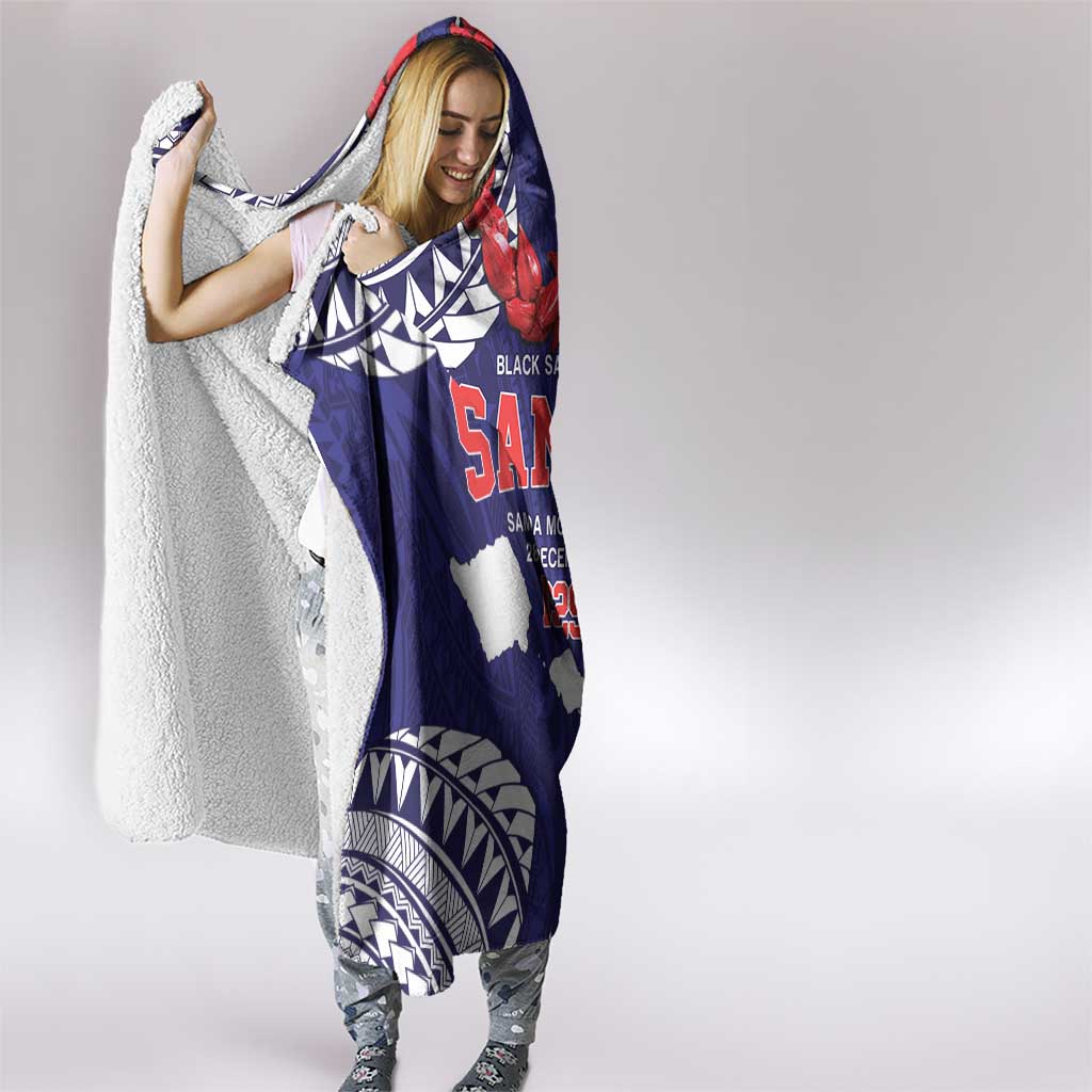 Samoa Black Saturday Hooded Blanket Samoa mo Samoa with Blue Ula Fala LT9 - Polynesian Pride