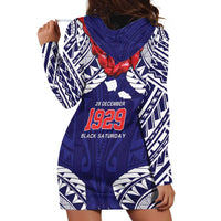 Samoa Black Saturday Hoodie Dress Samoa mo Samoa with Blue Ula Fala