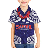 Samoa Black Saturday Kid Hawaiian Shirt Samoa mo Samoa with Blue Ula Fala LT9 Kid Blue - Polynesian Pride