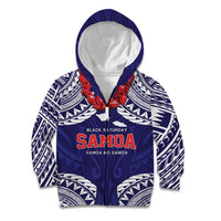 Samoa Black Saturday Kid Hoodie Samoa mo Samoa with Blue Ula Fala LT9 Zip Hoodie Blue - Polynesian Pride