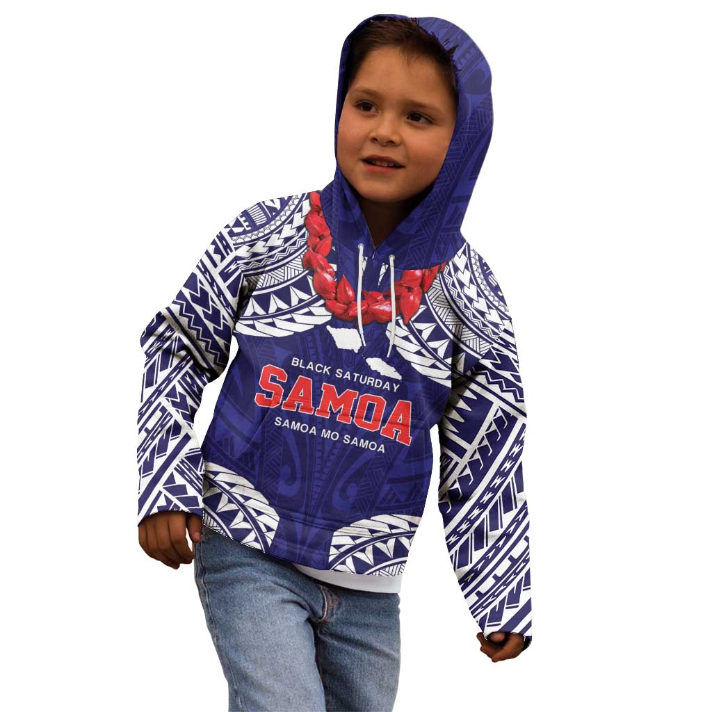 Samoa Black Saturday Kid Hoodie Samoa mo Samoa with Blue Ula Fala LT9 - Polynesian Pride