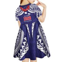 Samoa Black Saturday Kid Short Sleeve Dress Samoa mo Samoa with Blue Ula Fala