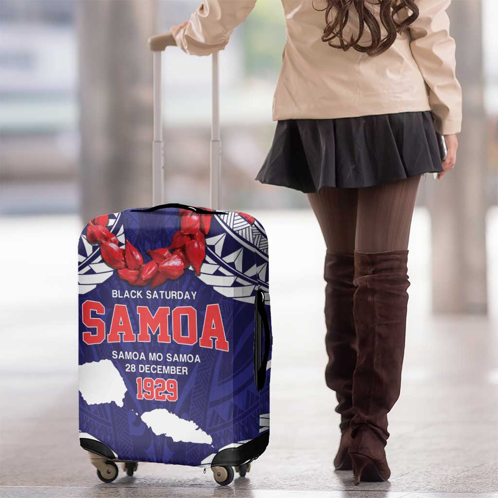 Samoa Black Saturday Luggage Cover Samoa mo Samoa with Blue Ula Fala