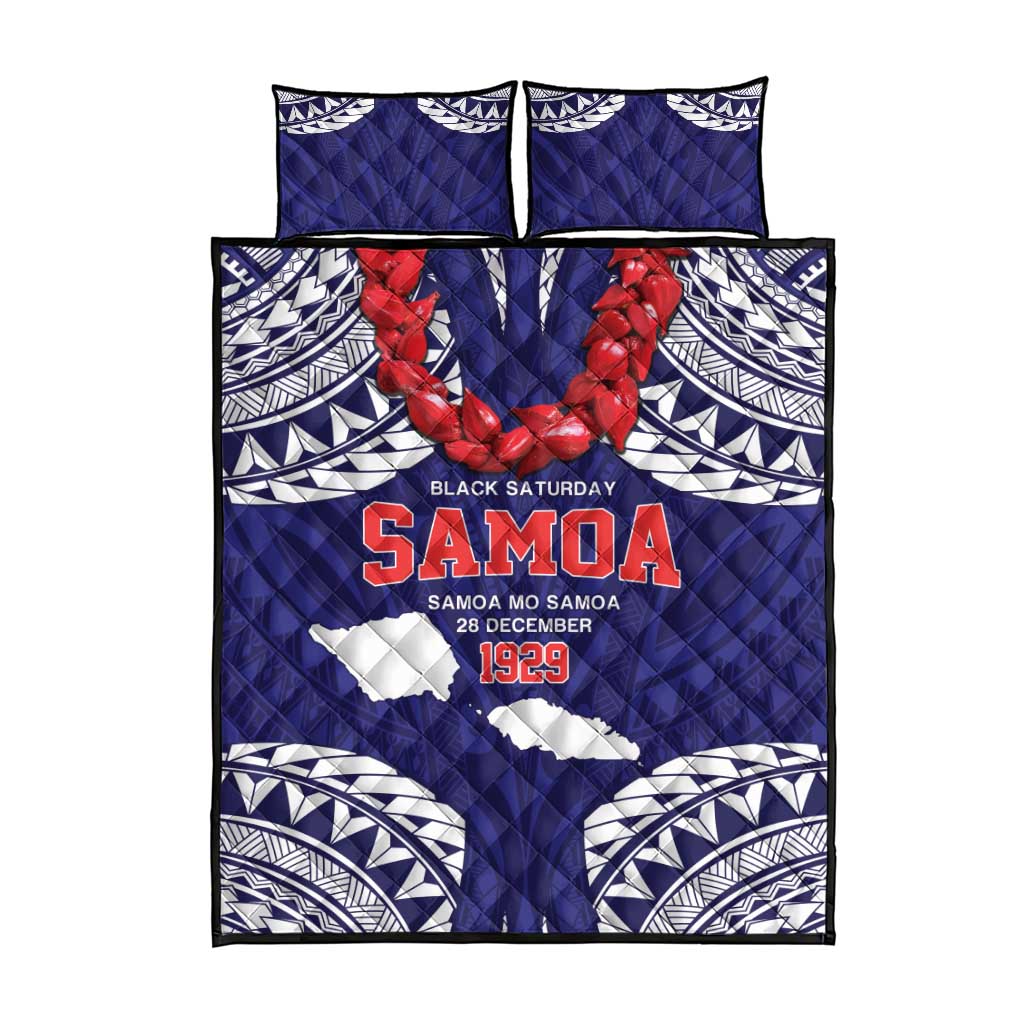 Samoa Black Saturday Quilt Bed Set Samoa mo Samoa with Blue Ula Fala