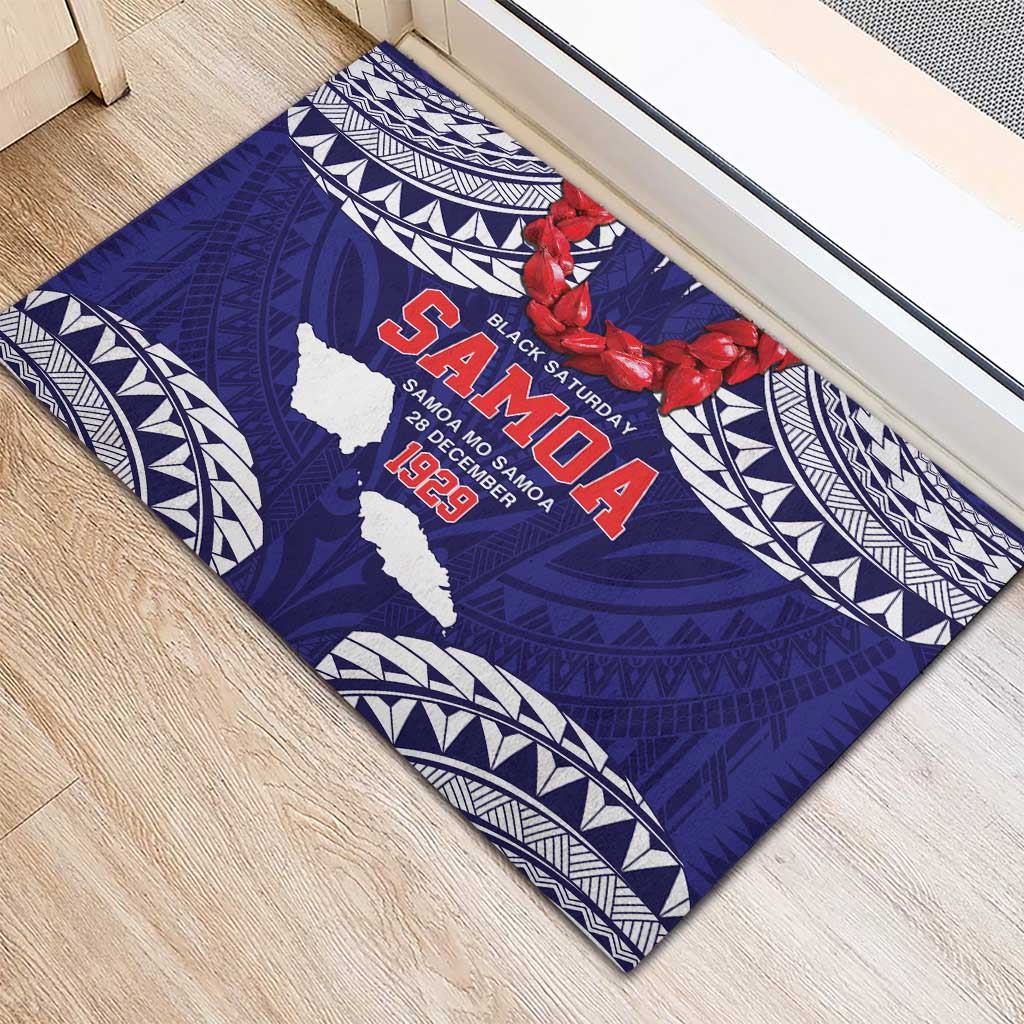 Samoa Black Saturday Rubber Doormat Samoa mo Samoa with Blue Ula Fala