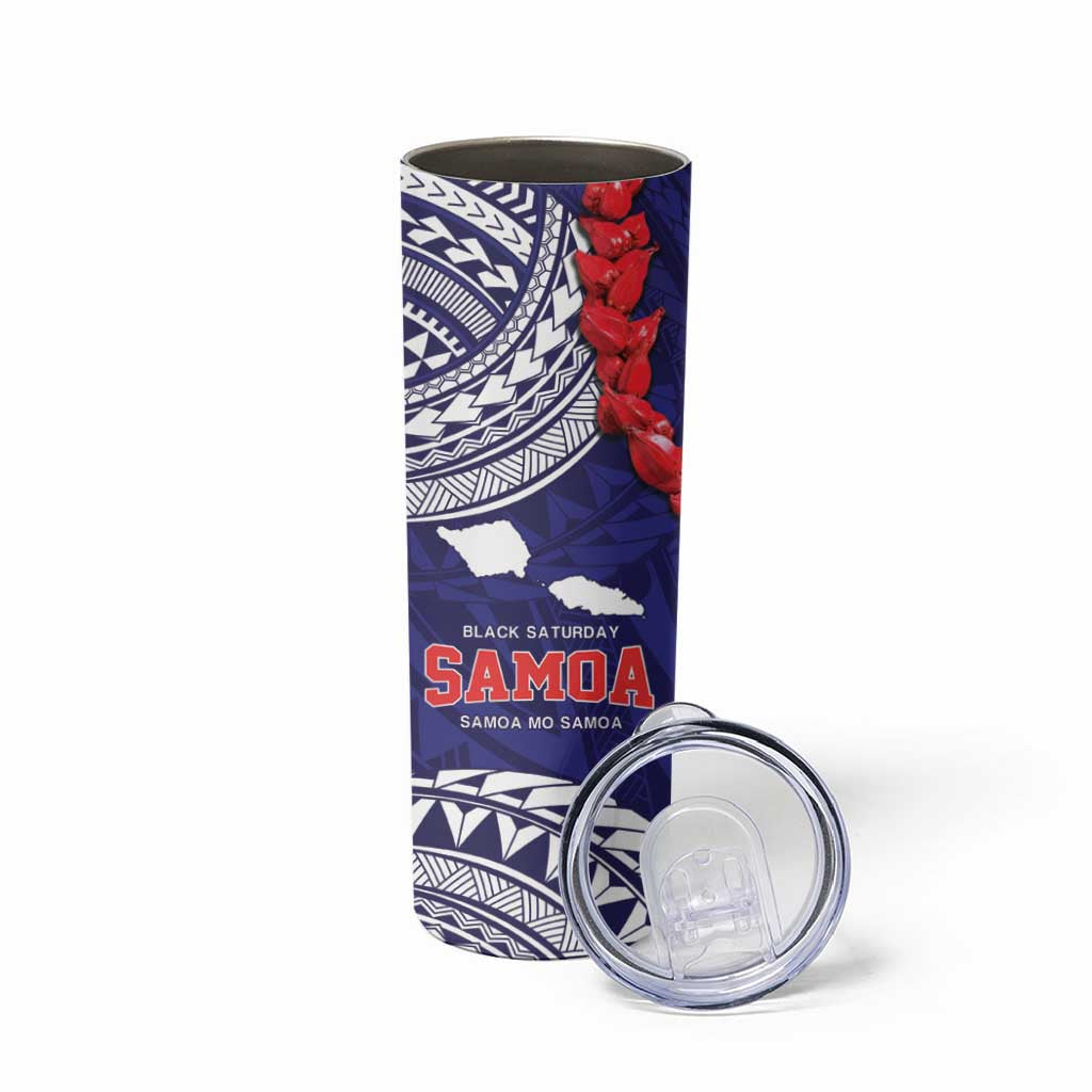 Samoa Black Saturday Skinny Tumbler Samoa mo Samoa with Blue Ula Fala