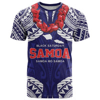 Samoa Black Saturday T Shirt Samoa mo Samoa with Blue Ula Fala