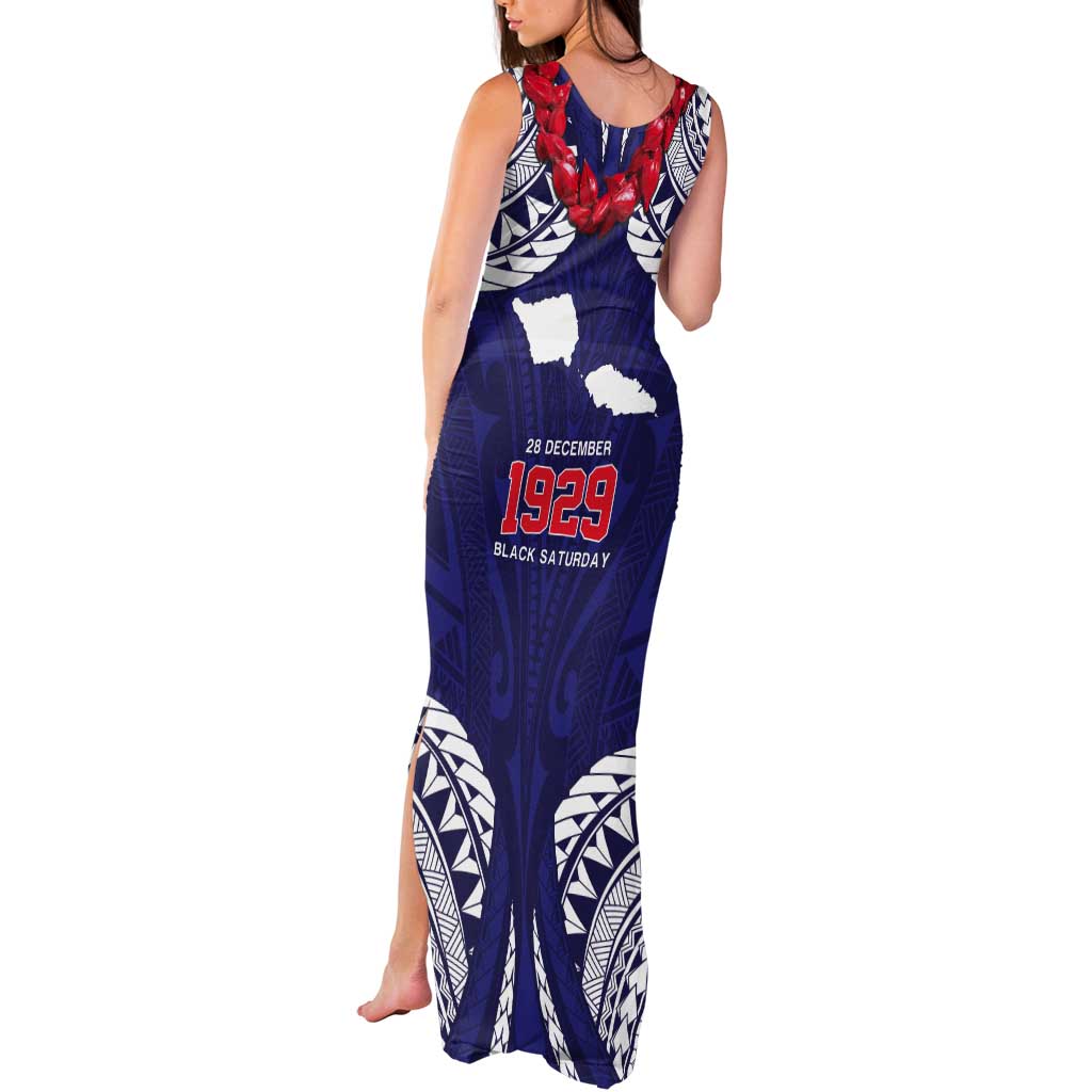 Samoa Black Saturday Tank Maxi Dress Samoa mo Samoa with Blue Ula Fala