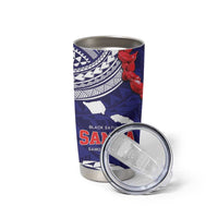 Samoa Black Saturday Tumbler Cup Samoa mo Samoa with Blue Ula Fala