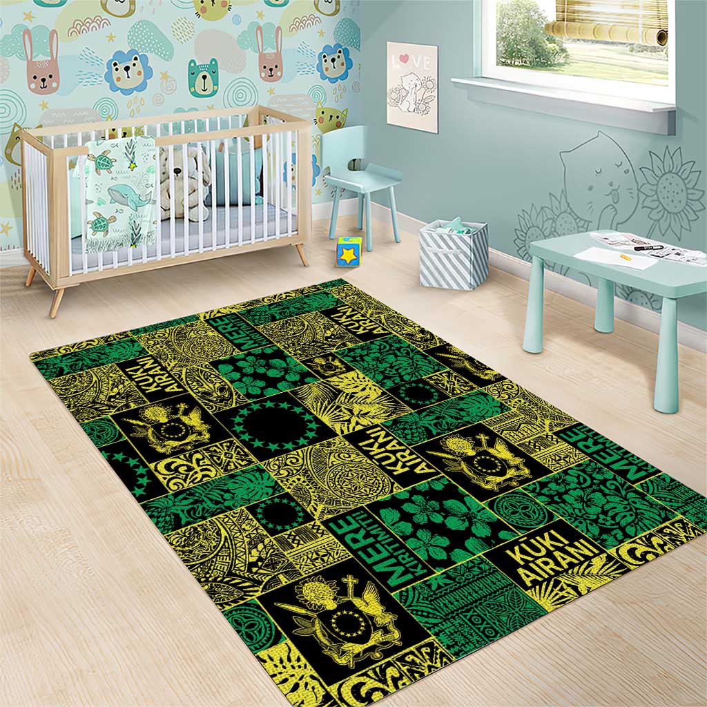 Cook Islands Mere Kiritimiti Area Rug Pacific Patchwork Xmas Vibes - Polynesian Pride