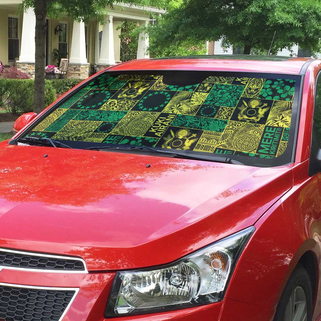 Cook Islands Mere Kiritimiti Auto Sun Shade Pacific Patchwork Xmas Vibes - Polynesian Pride