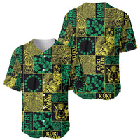 Cook Islands Mere Kiritimiti Baseball Jersey Pacific Patchwork Xmas Vibes - Polynesian Pride