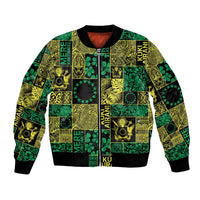 Cook Islands Mere Kiritimiti Bomber Jacket Pacific Patchwork Xmas Vibes - Polynesian Pride