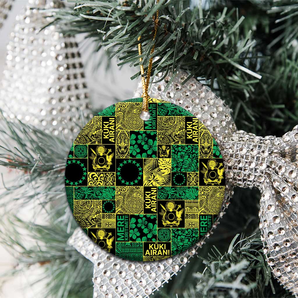Cook Islands Mere Kiritimiti Ceramic Ornament Pacific Patchwork Xmas Vibes - Polynesian Pride