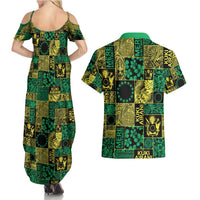 Cook Islands Mere Kiritimiti Couples Matching Summer Maxi Dress and Hawaiian Shirt Pacific Patchwork Xmas Vibes - Polynesian Pride