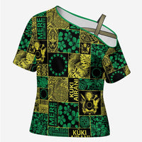 Cook Islands Mere Kiritimiti Cross Shoulder Shirt Pacific Patchwork Xmas Vibes - Polynesian Pride