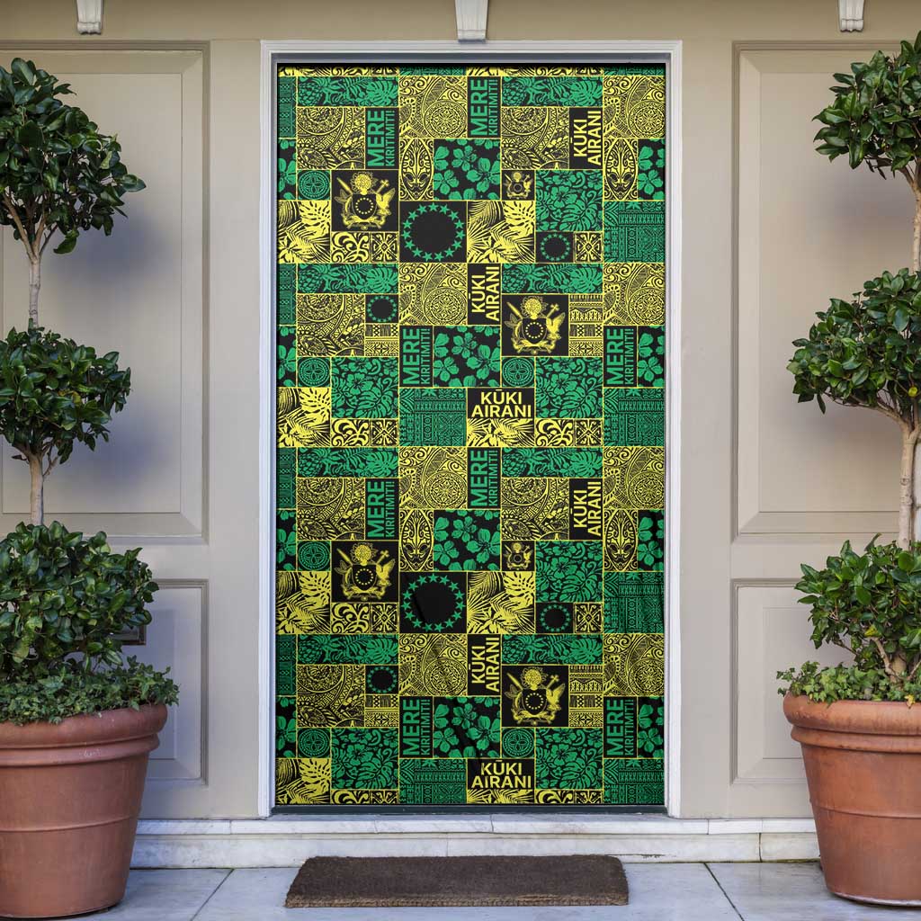 Cook Islands Mere Kiritimiti Door Cover Pacific Patchwork Xmas Vibes - Polynesian Pride
