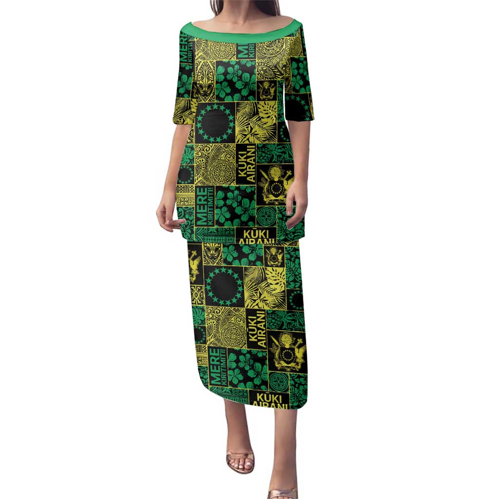 Cook Islands Mere Kiritimiti Family Matching Puletasi and Hawaiian Shirt Pacific Patchwork Xmas Vibes - Polynesian Pride