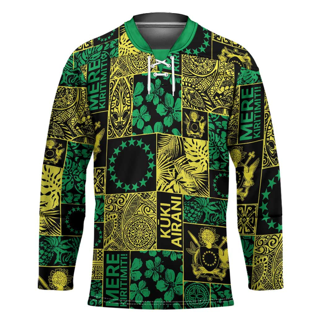 Cook Islands Mere Kiritimiti Hockey Jersey Pacific Patchwork Xmas Vibes - Polynesian Pride