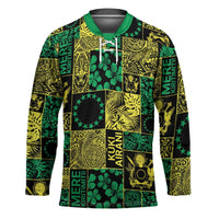 Cook Islands Mere Kiritimiti Hockey Jersey Pacific Patchwork Xmas Vibes - Polynesian Pride