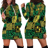 Cook Islands Mere Kiritimiti Hoodie Dress Pacific Patchwork Xmas Vibes - Polynesian Pride