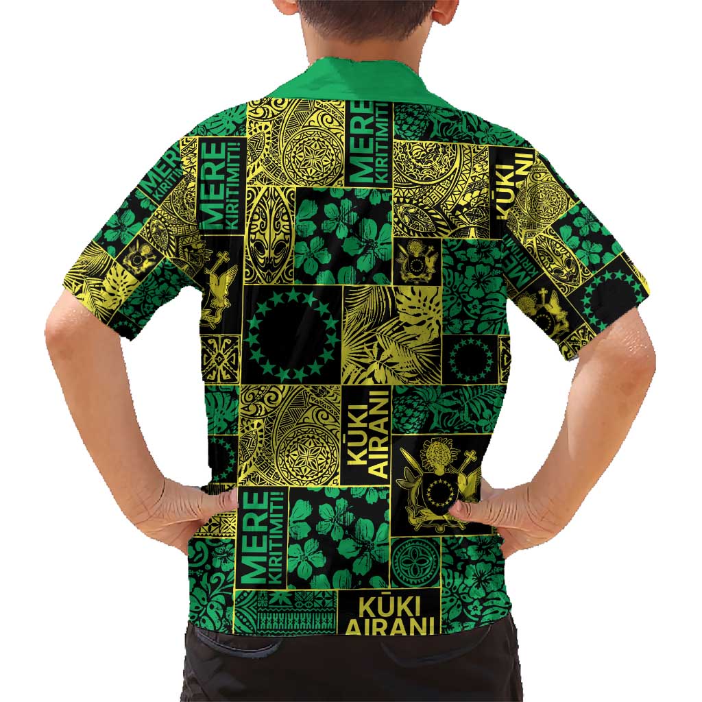 Cook Islands Mere Kiritimiti Kid Hawaiian Shirt Pacific Patchwork Xmas Vibes - Polynesian Pride