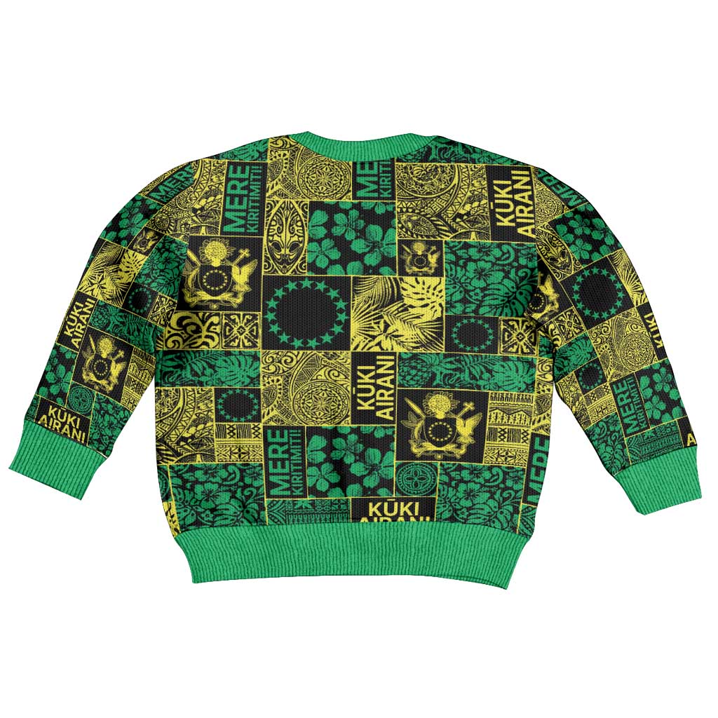 Cook Islands Mere Kiritimiti Kid Ugly Christmas Sweater Pacific Patchwork Xmas Vibes - Polynesian Pride