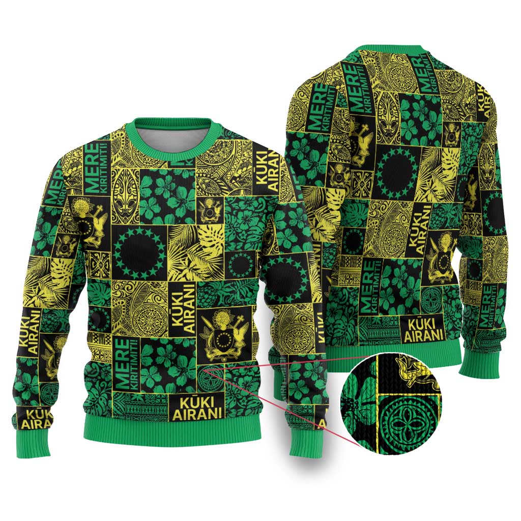 Cook Islands Mere Kiritimiti Ugly Christmas Sweater Pacific Patchwork Xmas Vibes - Polynesian Pride