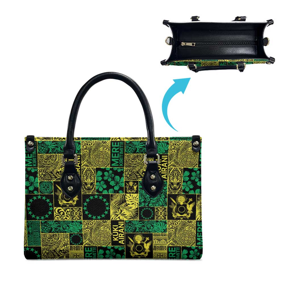 Cook Islands Mere Kiritimiti Leather Bag Pacific Patchwork Xmas Vibes - Polynesian Pride