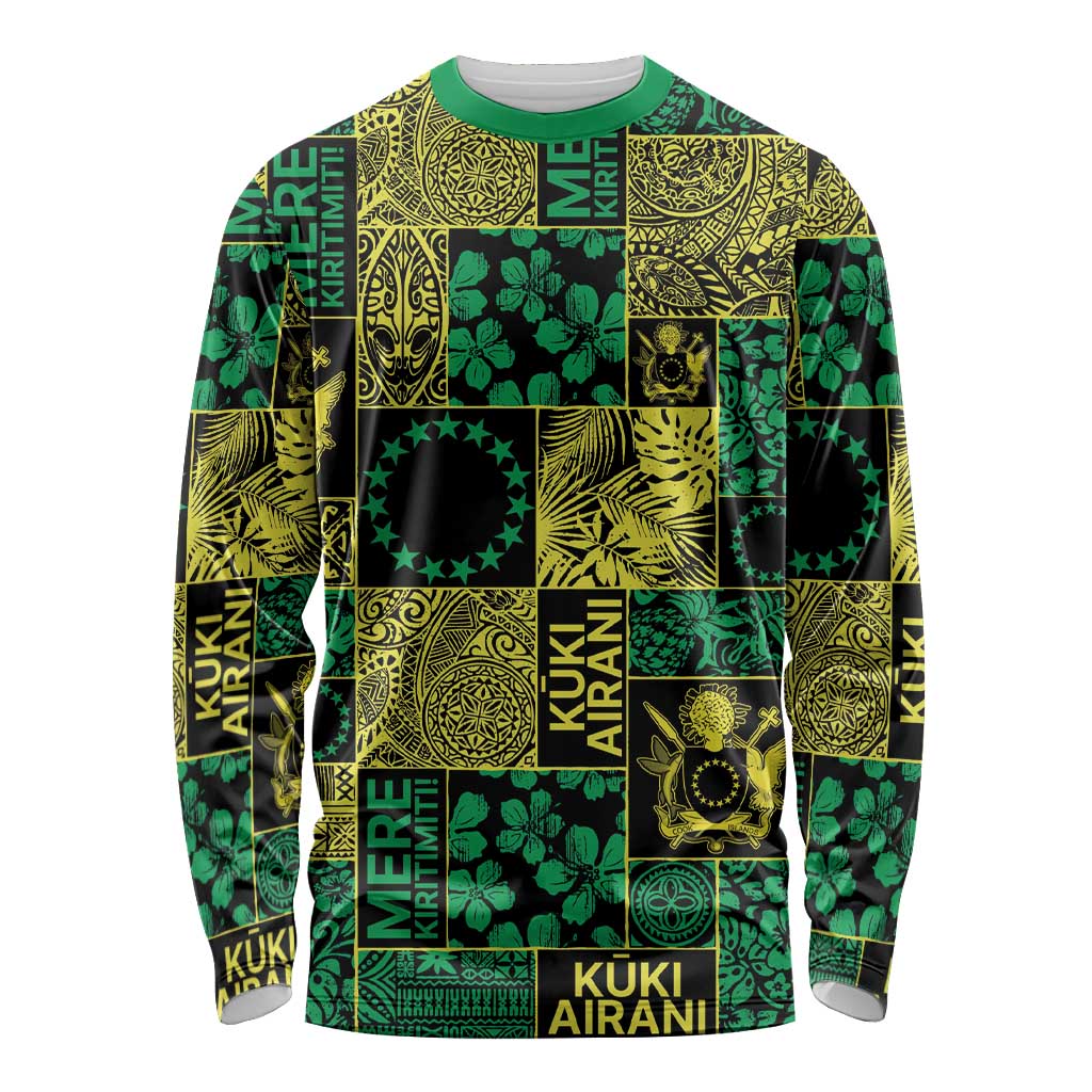 Cook Islands Mere Kiritimiti Long Sleeve Shirt Pacific Patchwork Xmas Vibes - Polynesian Pride