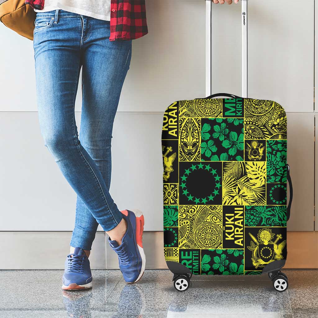 Cook Islands Mere Kiritimiti Luggage Cover Pacific Patchwork Xmas Vibes - Polynesian Pride