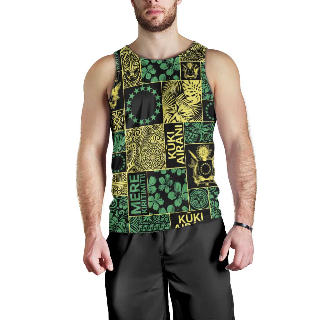 Cook Islands Mere Kiritimiti Men Tank Top Pacific Patchwork Xmas Vibes - Polynesian Pride