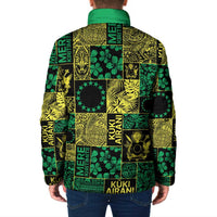 Cook Islands Mere Kiritimiti Padded Jacket Pacific Patchwork Xmas Vibes - Polynesian Pride