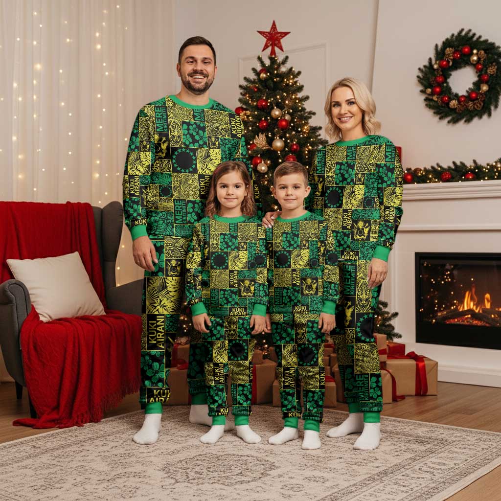 Cook Islands Mere Kiritimiti Christmas Pajama Set Pacific Patchwork Xmas Vibes - Polynesian Pride