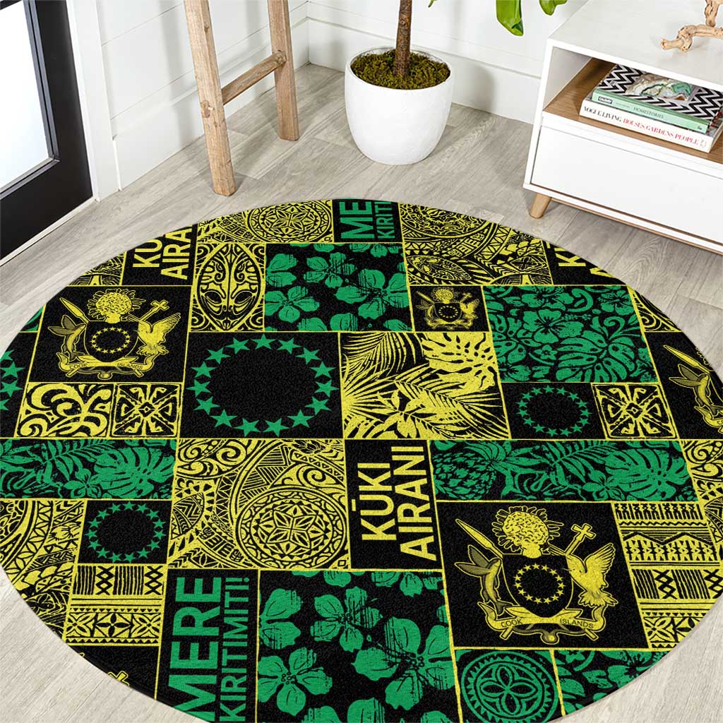 Cook Islands Mere Kiritimiti Round Carpet Pacific Patchwork Xmas Vibes - Polynesian Pride