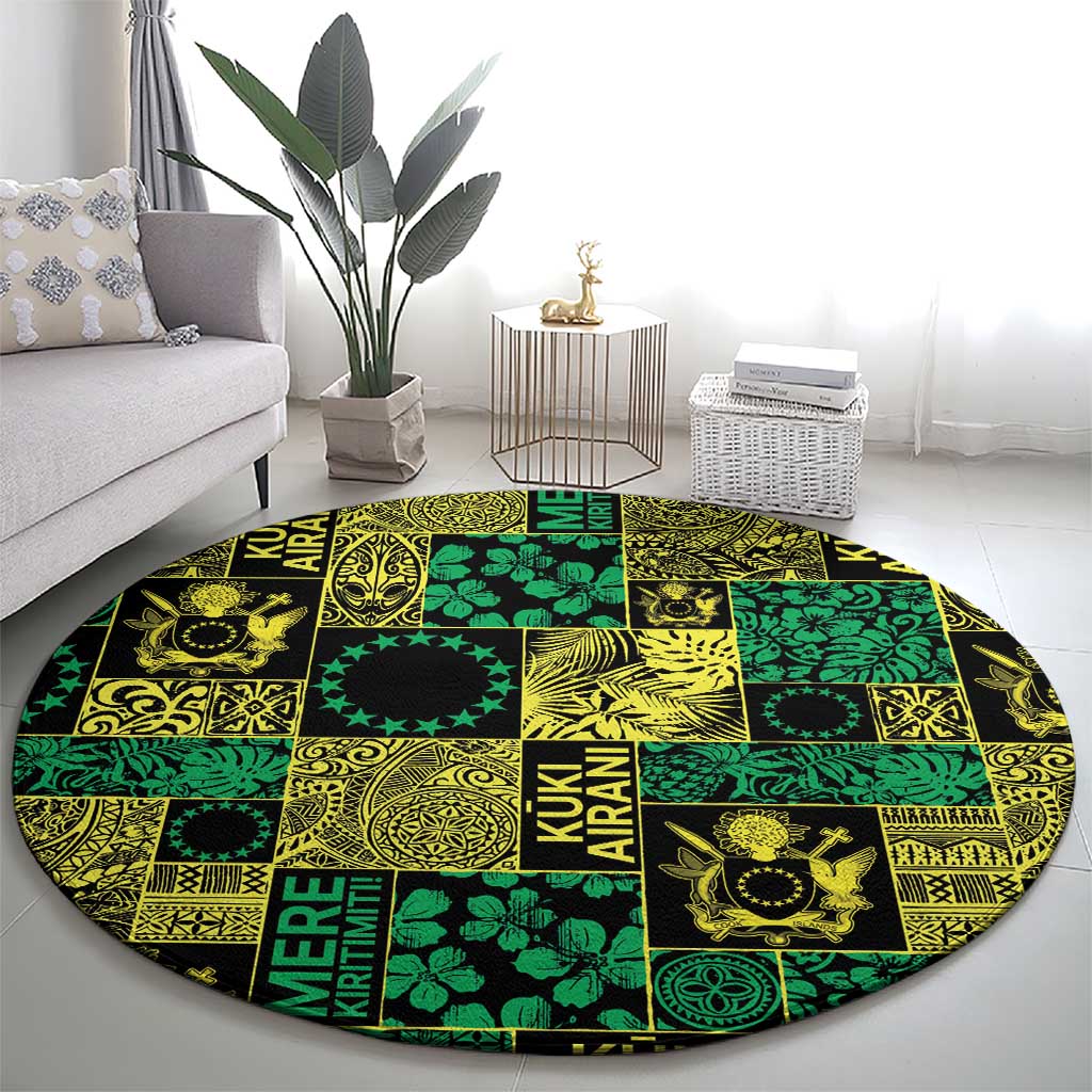 Cook Islands Mere Kiritimiti Round Carpet Pacific Patchwork Xmas Vibes - Polynesian Pride