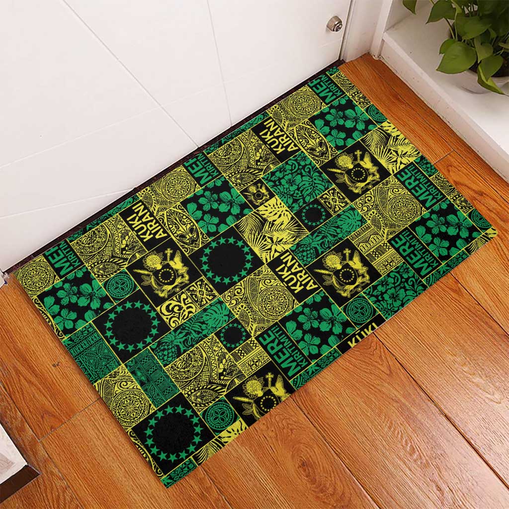 Cook Islands Mere Kiritimiti Rubber Doormat Pacific Patchwork Xmas Vibes - Polynesian Pride