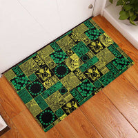 Cook Islands Mere Kiritimiti Rubber Doormat Pacific Patchwork Xmas Vibes - Polynesian Pride