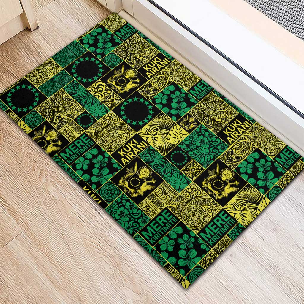 Cook Islands Mere Kiritimiti Rubber Doormat Pacific Patchwork Xmas Vibes - Polynesian Pride