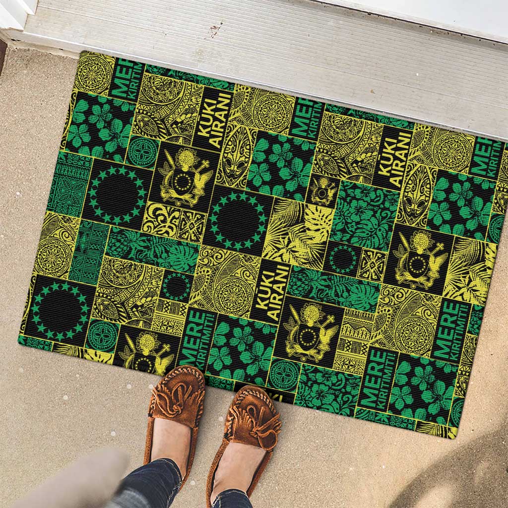 Cook Islands Mere Kiritimiti Rubber Doormat Pacific Patchwork Xmas Vibes - Polynesian Pride