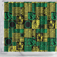 Cook Islands Mere Kiritimiti Shower Curtain Pacific Patchwork Xmas Vibes - Polynesian Pride