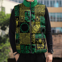 Cook Islands Mere Kiritimiti Sleeveless Puffer Jacket Pacific Patchwork Xmas Vibes - Polynesian Pride