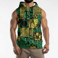 Cook Islands Mere Kiritimiti Sleeveless Zip Hoodie Pacific Patchwork Xmas Vibes - Polynesian Pride